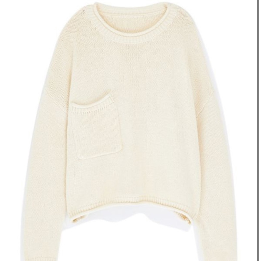 UO Leona slouchy pocket sweater white